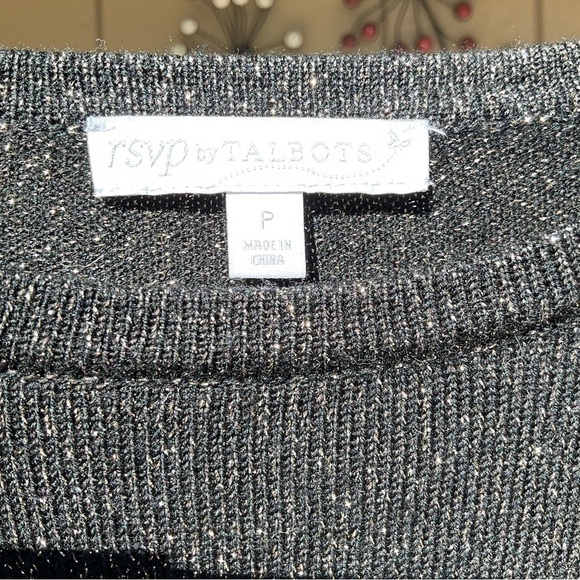 RSVP Talbots Metallic Bell Sleeve Merino Wool Sweater Dress Size M P - Picture 5 of 5